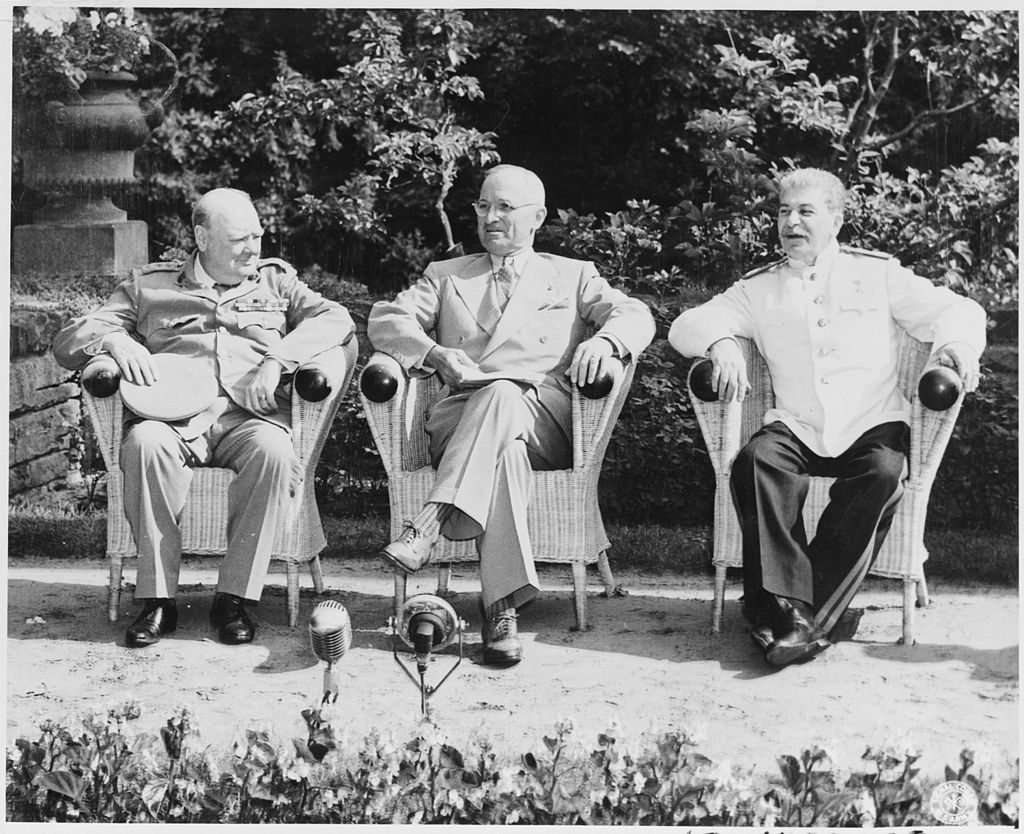 17.07.2017 "Ekspresem przez historię" 1 l to r british prime minister winston churchill president harry s. truman and soviet leader josef stalin in the... nara 198958 1