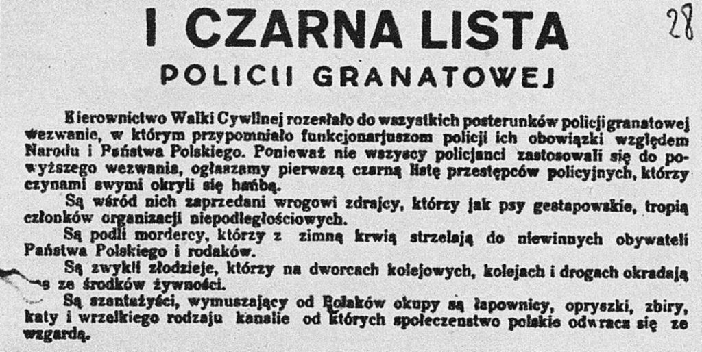 800px czarna lista policji granatowej kierownictwo walki cywilnej w krakowie