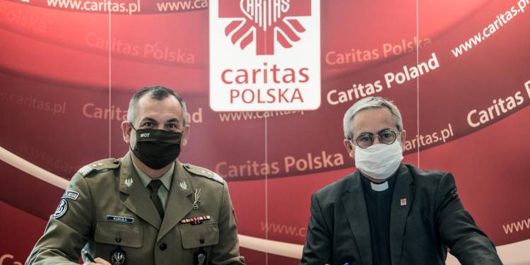 19.08.2020 Warszawa
Podpisanie umowy pomiędzy Caritas , a WOT.
Fot.  DWOT