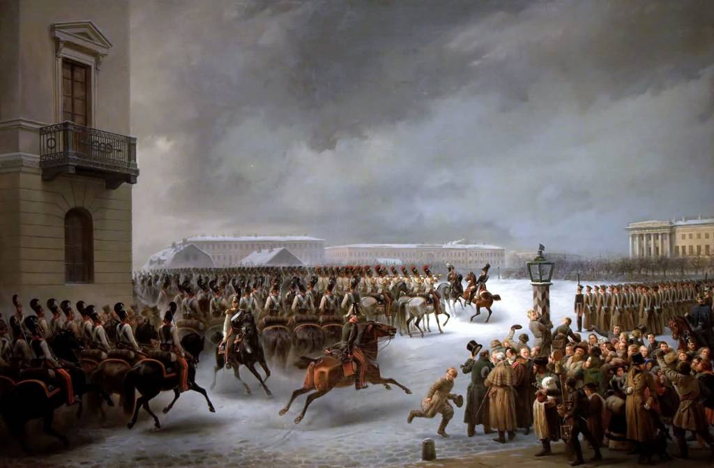 28.12.2020 W drewniakach przez świat 1 au service des tsars inv. 2379 attaque du carre des decabristes par le regiment des gardes a cheval le 14 decembre 1825 2020 12 28 101616
